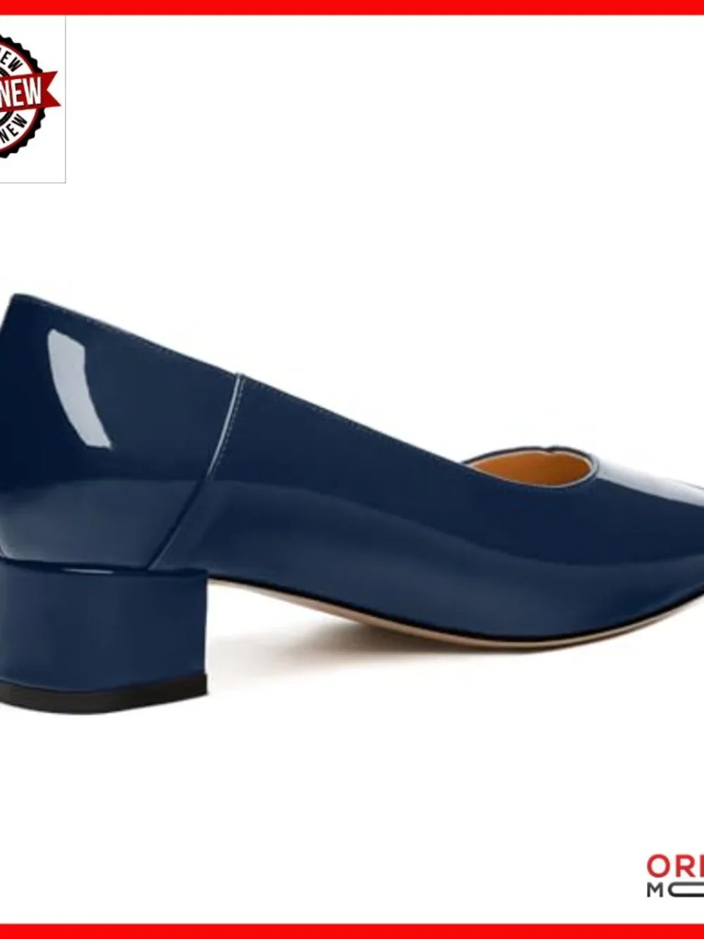 Low Chunky Block Heel Square Toe Patent Dress Pumps Size 9